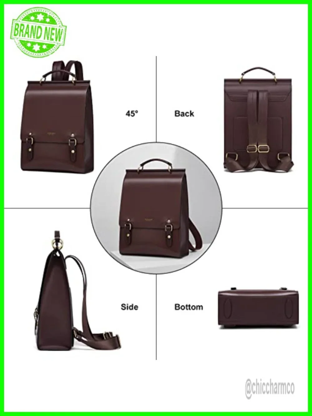 Genuine Leather Backpack Purse Travel Shoulder Bag Convertible Anti-Theft